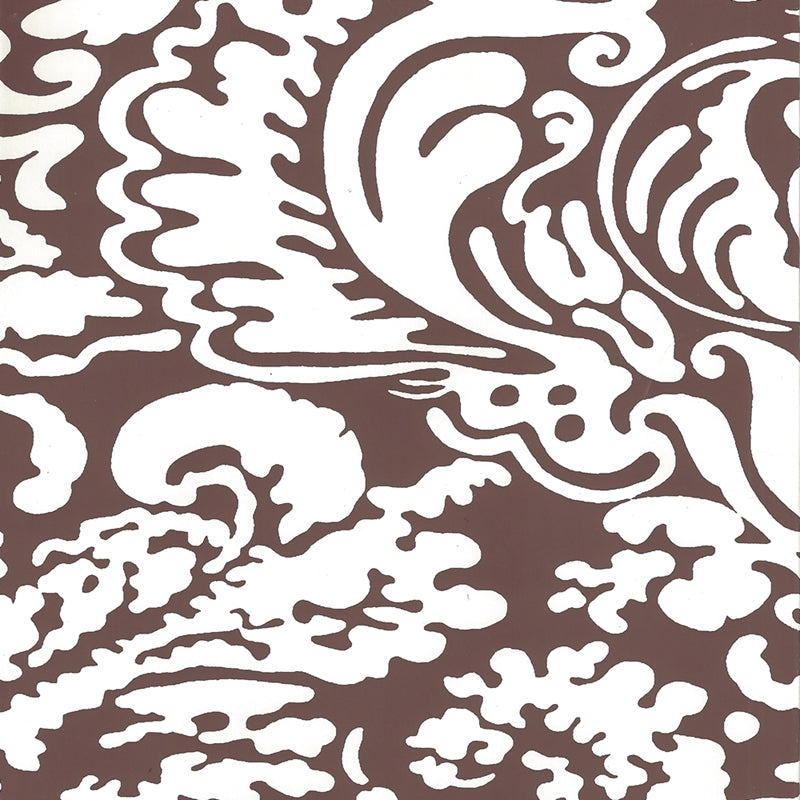 Sample 2335-52WP San Marco Reverse, Brown on Almost White by Quadrille Wallpaper