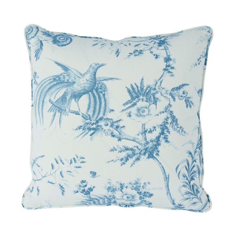 So17957004 | Toile De La Prairie 18" Pillow, Blue - Schumacher Pillows