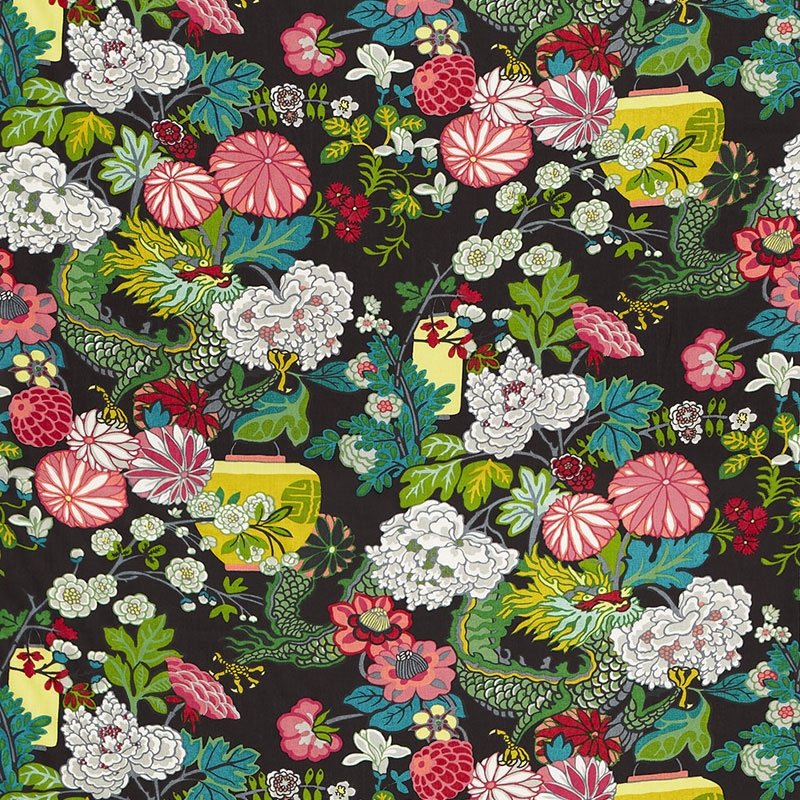 Purchase sample of 173275 Chiang Mai Dragon, Ebony by Schumacher Fabric