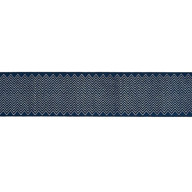 Save 79652 Leora Hand Blocked Tape Indigo By Schumacher Trim