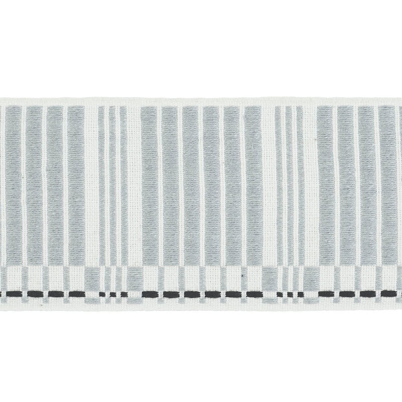 79211 | Carmo Tape Wide, Silver & Black - Schumacher Fabric