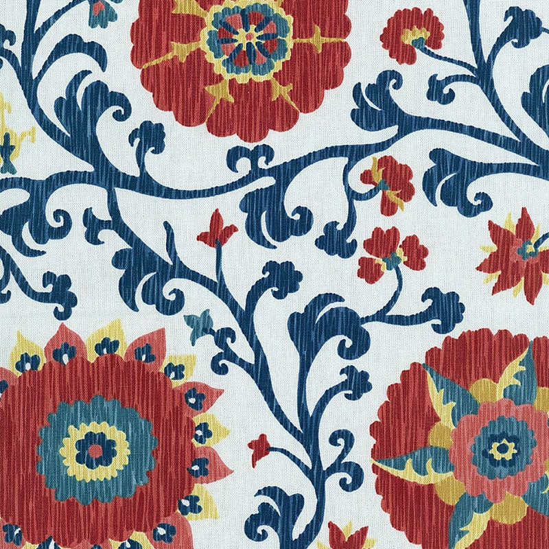 Select 1327001 Fergana Embroidery Print Prussian by Schumacher Fabric