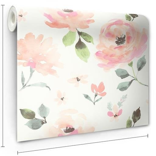 Find Psw1073Rl Watercolors Botanical Pink Peel And Stick Wallpaper