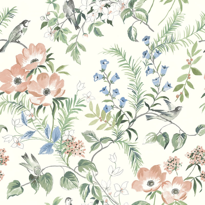 Sample 4072-70002 Delphine, Frederique Multicolor Bloom Wallpaper by Chesapeake