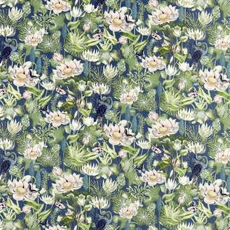 Search F1591/02 Waterlily Midnight Velvet Animal/Insects by Clarke And Clarke Fabric