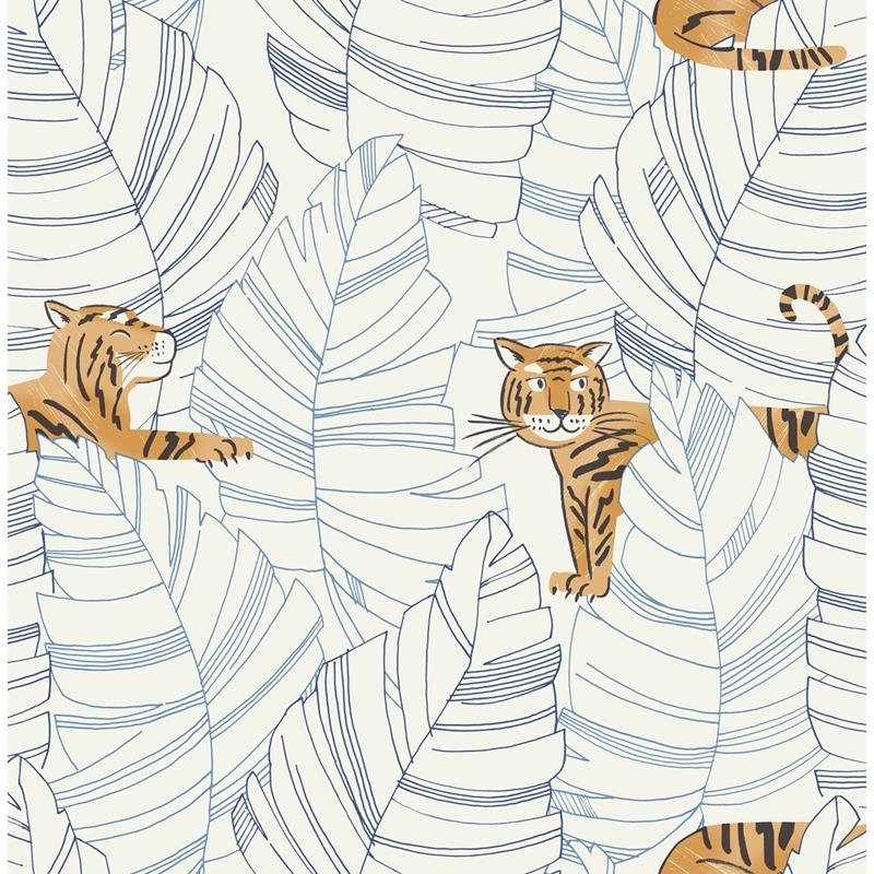 Search DA61202 Day Dreamers Hiding Tigers Sky Blue and Orange by Seabrook Wallpaper