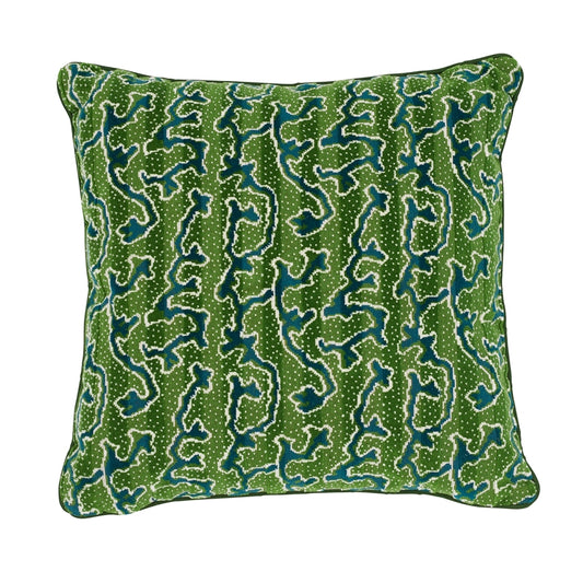 So7713005 | Corail Velvet 20" Pillow, Emerald - Schumacher Pillows
