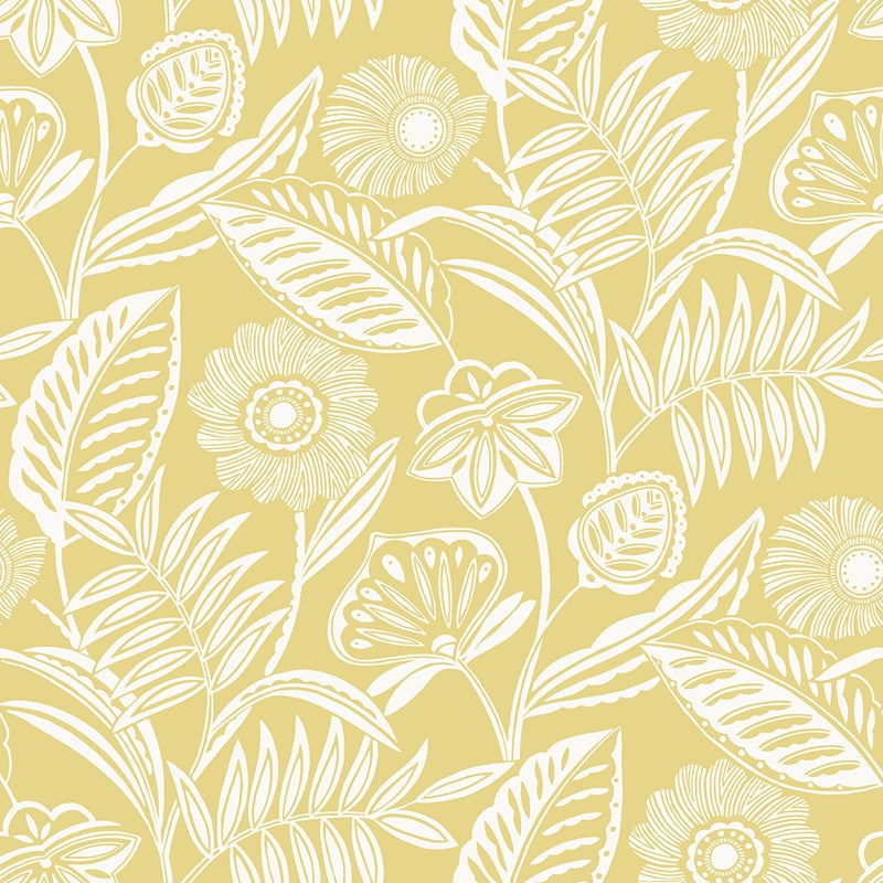 Sample 2969-87529 Pacifica, Alma Yellow Tropical Floral by A-Street Prints Wallpaper
