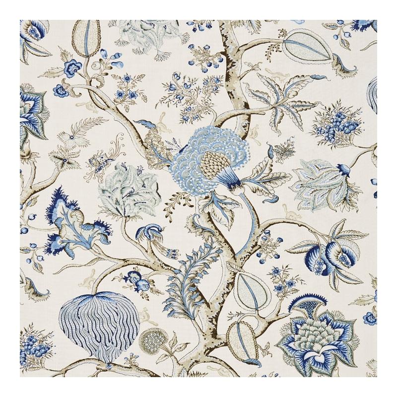 Sample 16556-001 Pondicherry Linen Print, Delft by Scalamandre Fabric (SC 000116556)