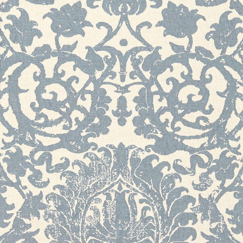 Purchase sample of 66361 Arezzo Linen Damask, Azure by Schumacher Fabric