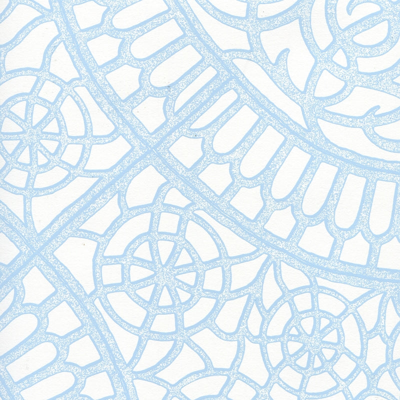 Sample CP1030W-01 Camelot, Light Blue On White by Quadrille Wallpaper