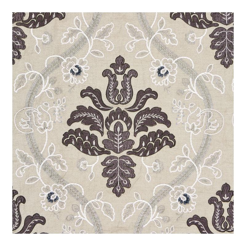 Sample 27033-003 Isabella Embroidery, Graphite by Scalamandre Fabric (SC 000327033)