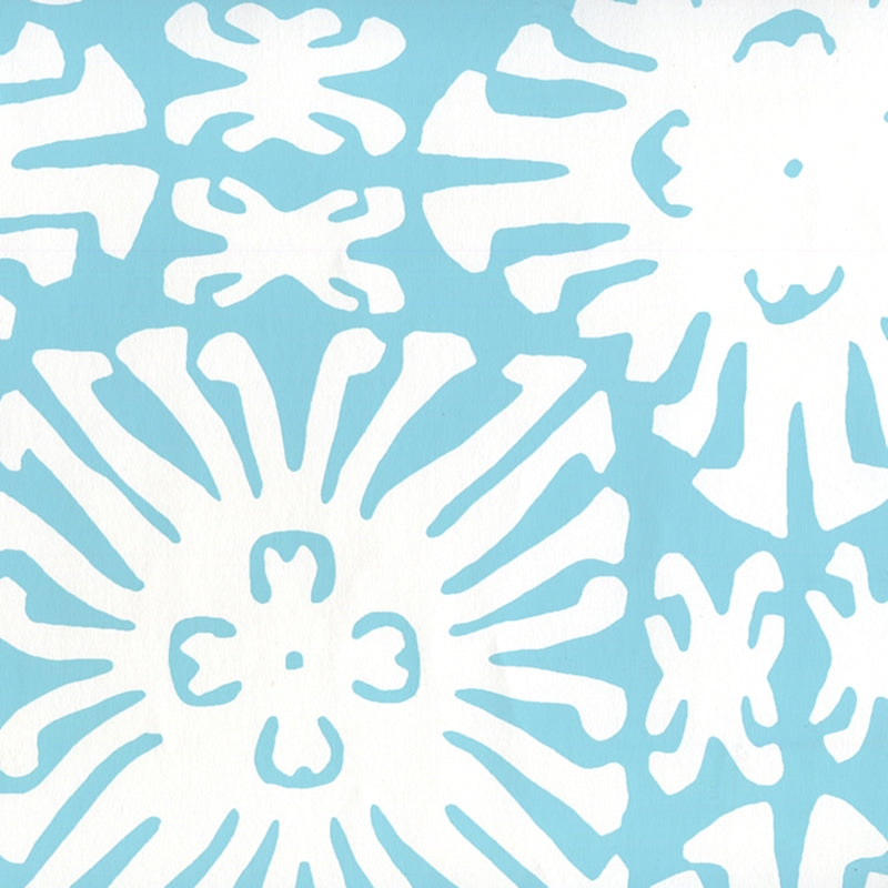 Save 2485WP-01 Sigourney Reverse Small Scale Turquoise on White by Quadrille Wallpaper