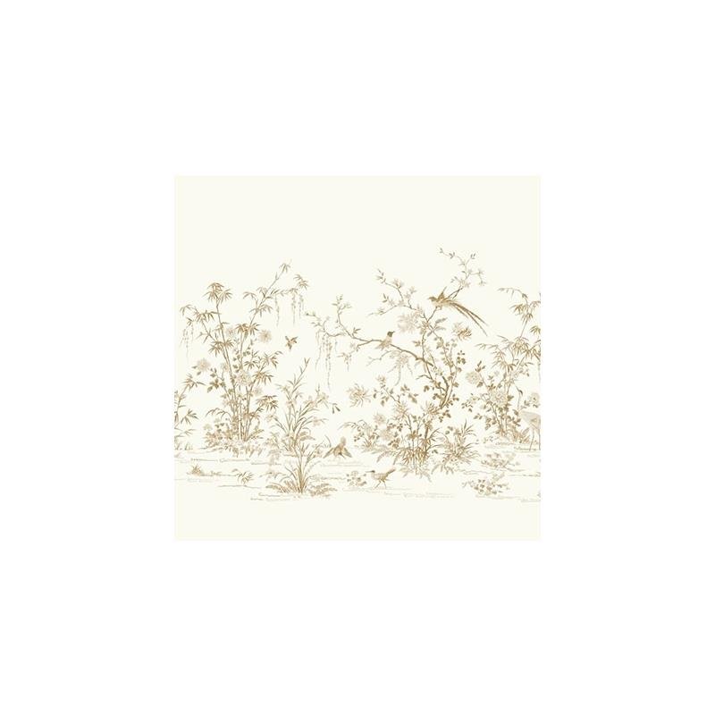 Sample KT2262M Ronald Redding 24 Karat, Flowering Vine Chino Wallpaper Mural White by Ronald Redding