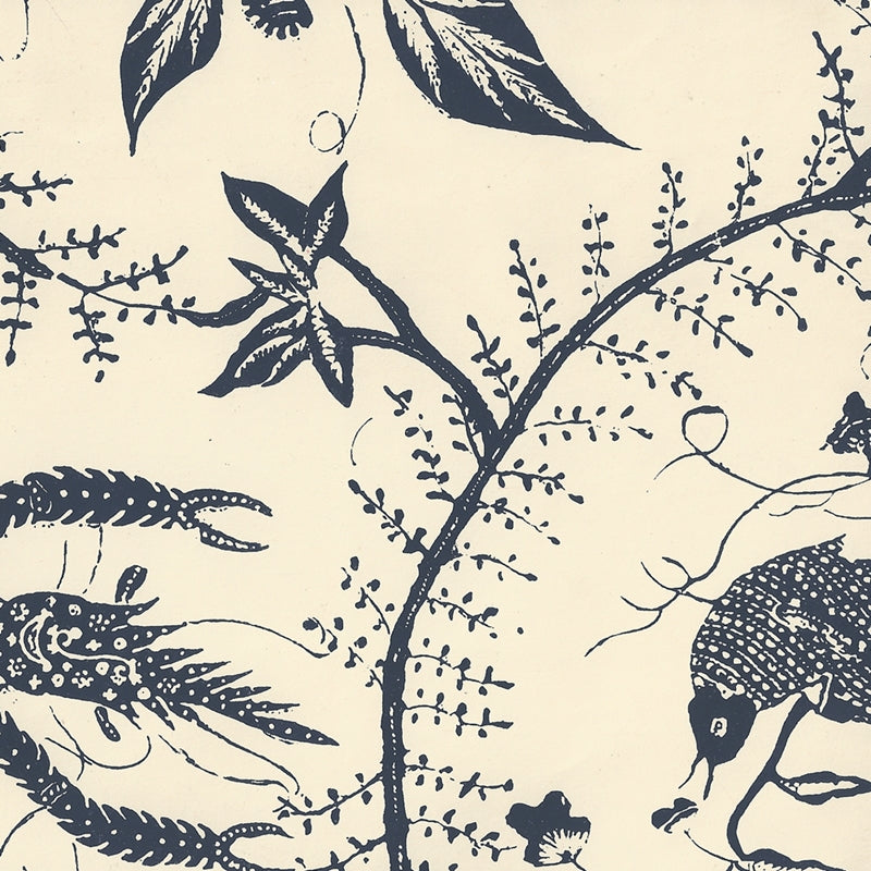 Sample 65-24 Cirebon, Flores Blue on Off White by Quadrille Wallpaper