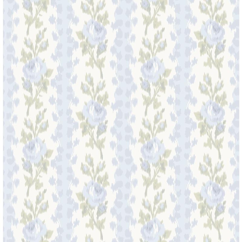 Sample AST4171 LoveShackFancy, Blooming Heirloom Blue Romance Rose Stripe by A-Street Prints Wallpaper