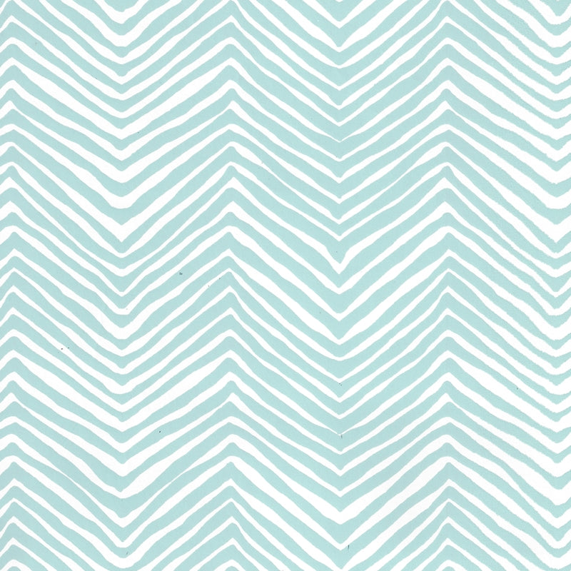 Sample AP303-23PV Petite Zig Zag, Light Blue on White Vinyl by Quadrille Wallpaper