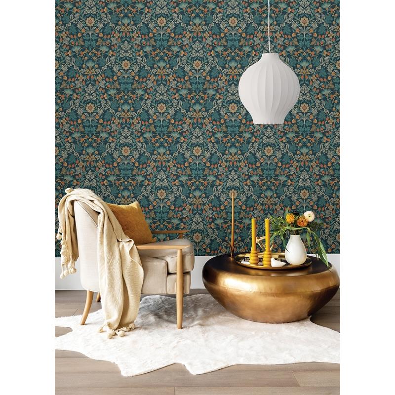 316001 Posy Lila Blue Strawberry Floral Wallpaper by Eijffinger,316001 Posy Lila Blue Strawberry Floral Wallpaper by Eijffinger2