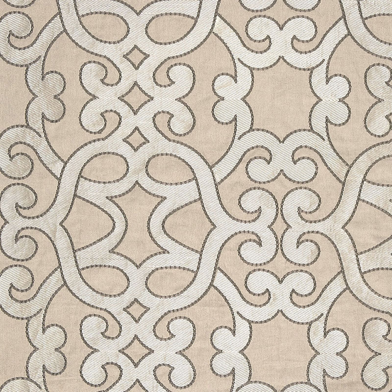Purchase sample of 65181 Amboise Linen Embroidery, Greige by Schumacher Fabric