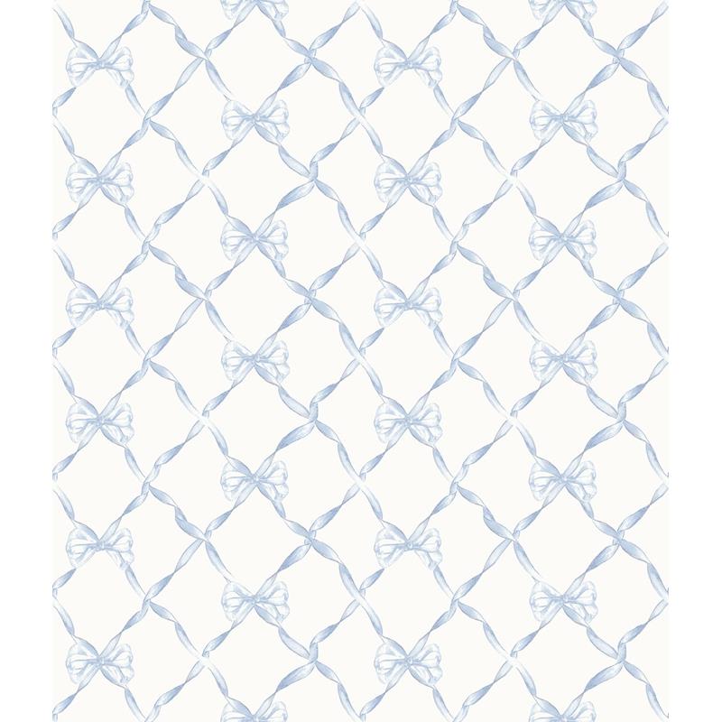 Sample AST4168 LoveShackFancy, Baby Bow Blue Bella Ribbon Trellis by A-Street Prints Wallpaper