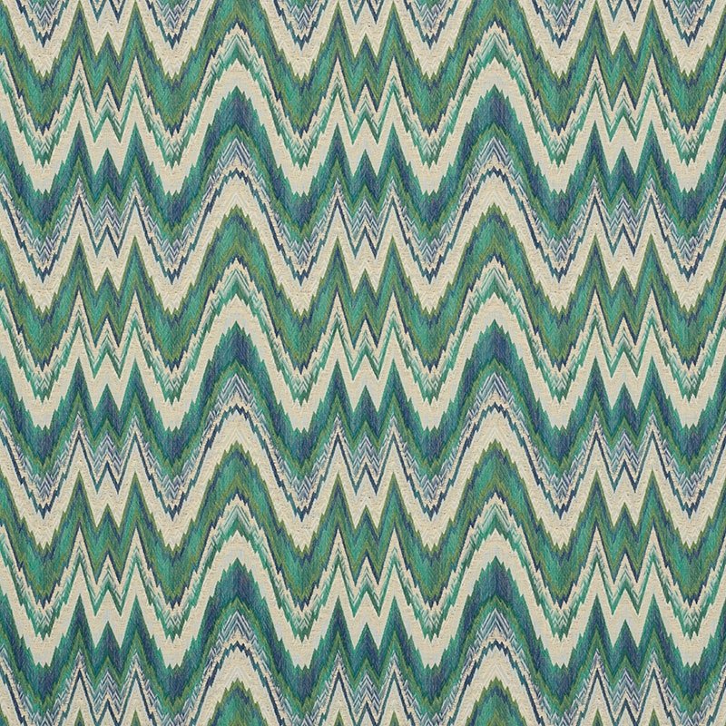 Purchase sample of 68942 Valkyrie Flame Stitch, Emerald  Peacock by Schumacher Fabric