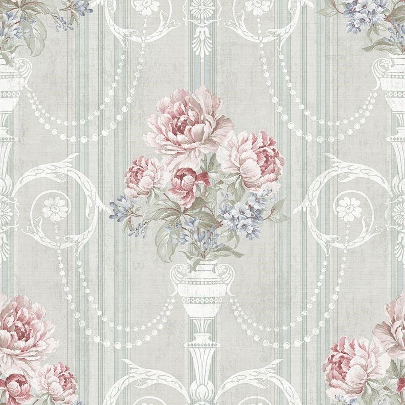 Looking VA10708 Via Allure 2 Stripe Bouquet  by Wallquest Wallpaper