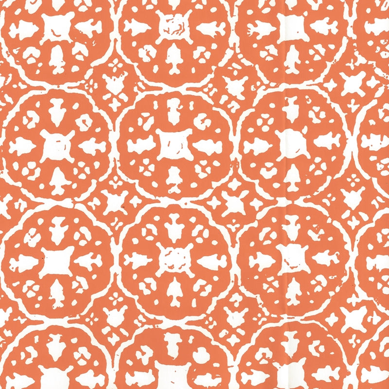 Looking 149-45WP Nitik Ii Orange on Almost White by Quadrille Wallpaper