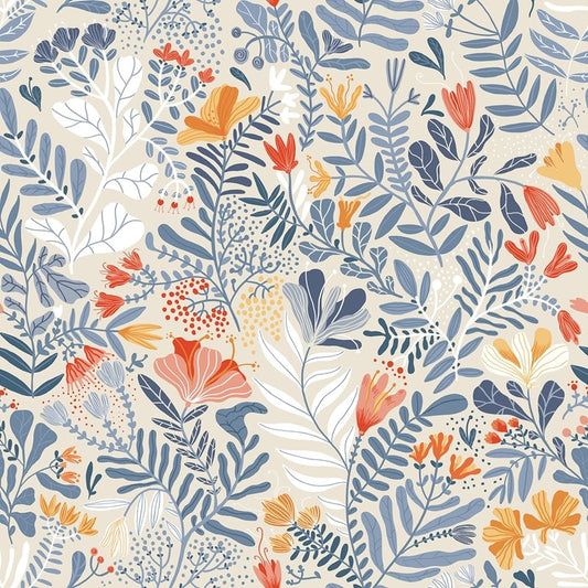 View 2999-55013 Annelie Brittsommar Light Blue Woodland Floral Light Blue A-Street Prints Wallpaper