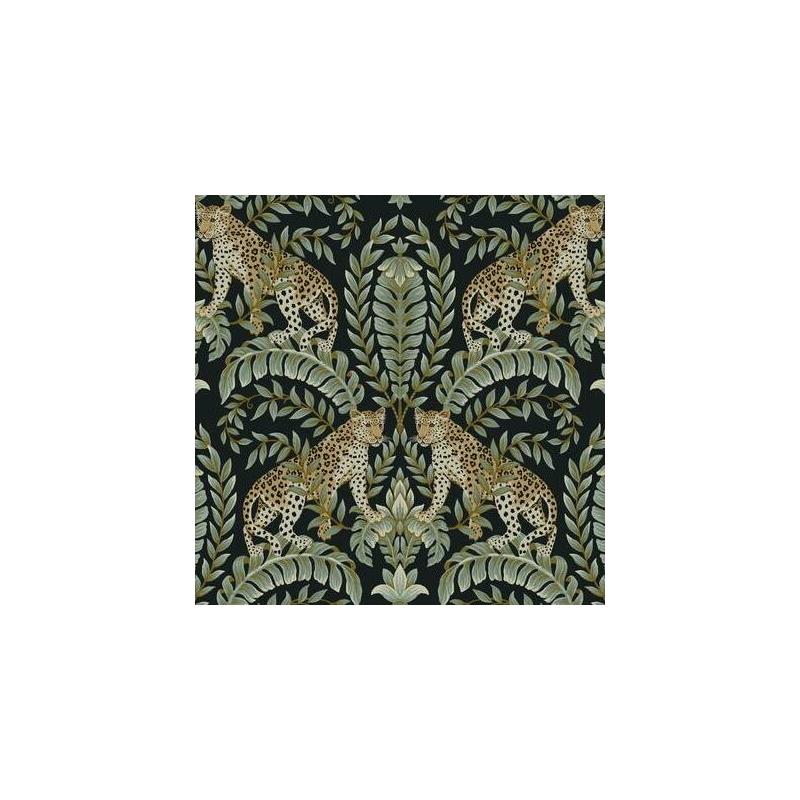 Sample KT2205 Ronald Redding 24 Karat, Jungle Leopard Wallpaper Black/Green by Ronald Redding