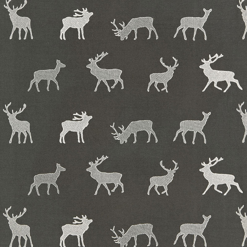Purchase sample of 67160 Caribou Embroidery, Charcoal by Schumacher Fabric