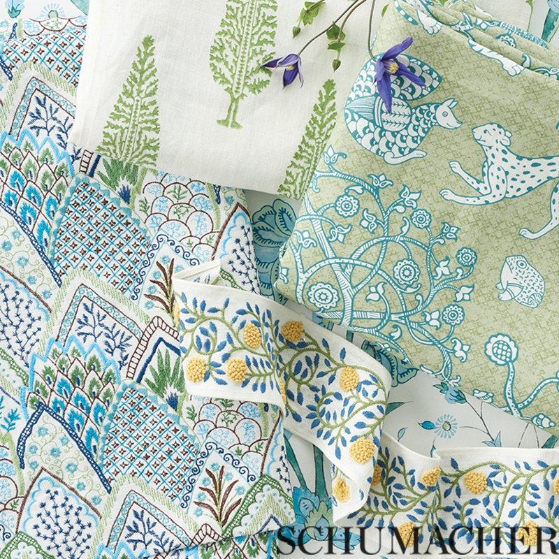 Buy 178511 Juniper Block Print Green Schumacher Fabric