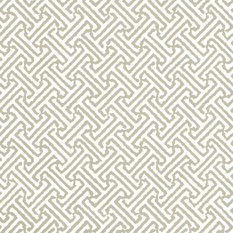 Order 622-14 Java Petite Greige on White by Quadrille Wallpaper