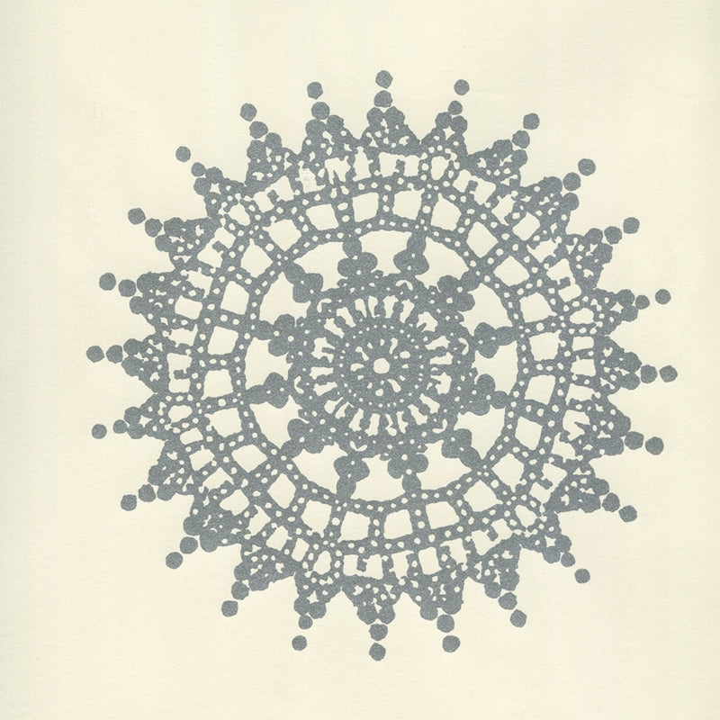 Sample HC1310W-10OWP Jeanne Medallion, Silver On Off White by Quadrille Wallpaper
