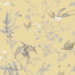 Sample F111-1001 Hummingbirds Gld-Sft Grey by Cole and Son Fabric
