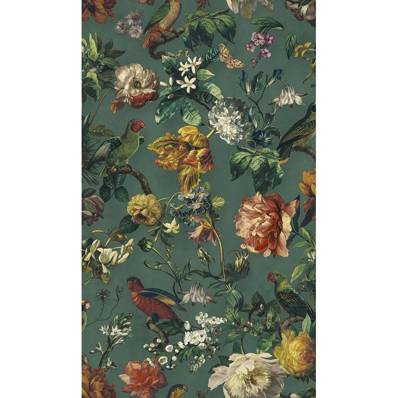 Sample 307305 Museum, Claude Teal Floral Wallpaper by Eijffinger