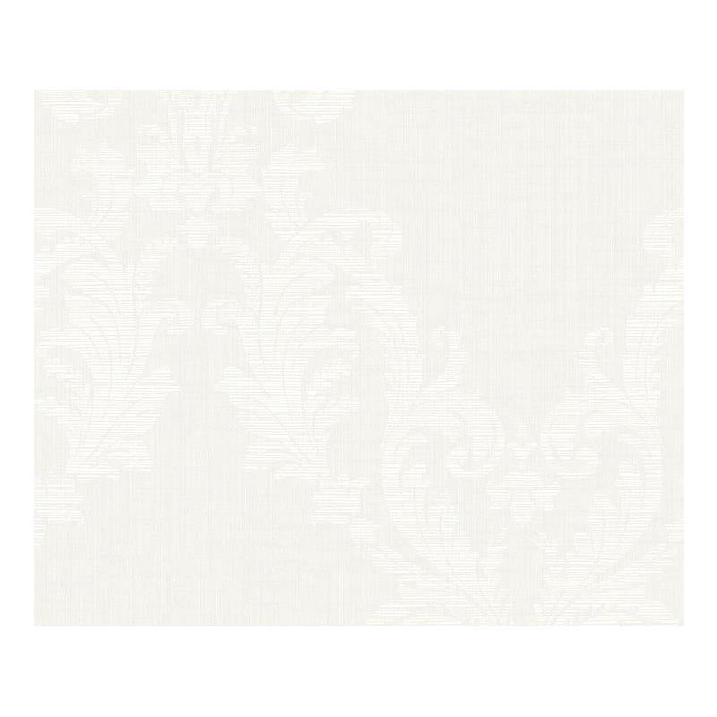 Sample Carl Robinson  CR34301, Kenilworth color White  Damask Wallpaper