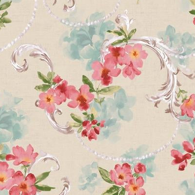 Acquire FF50602 Fairfield Reds Floral by Seabrook Wallpaper