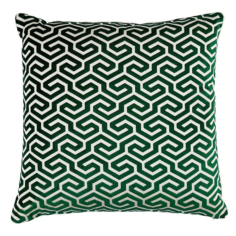 So7713006 Corail Velvet 22" Pillow Emerald By Schumacher Furniture and Accessories