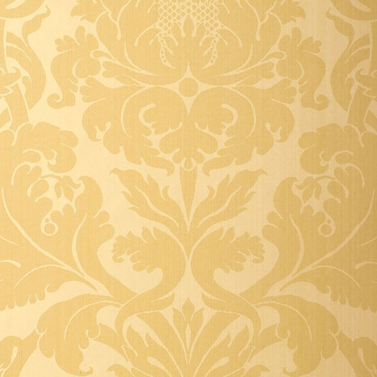 Acquire 529191 Fiorella Damask Yellow Schumacher Wallpaper