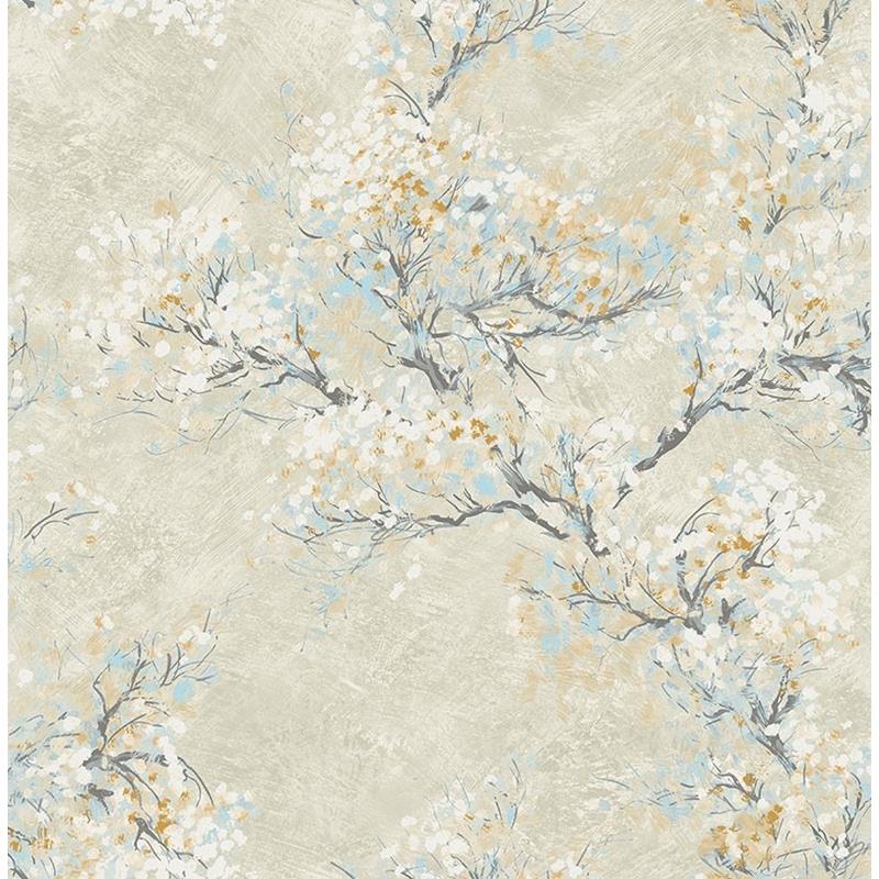 View FI71105 French Impressionist Blue Cherry Blossom by Seabrook Wallpaper