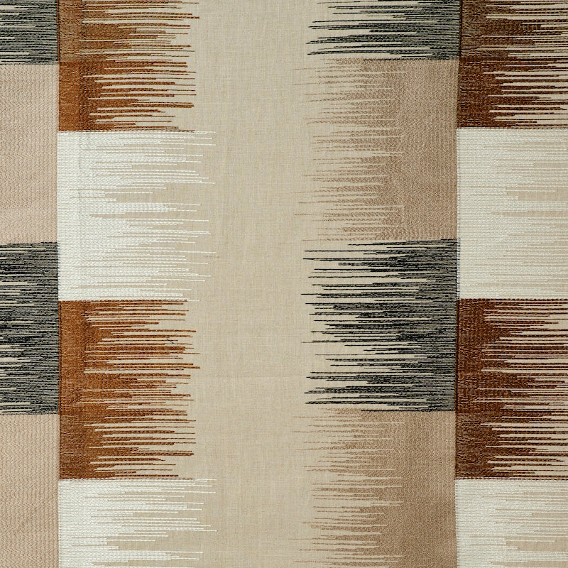 Purchase sample of 78400 Sunburst Stripe Embroidery, Black & Neutral by Schumacher Fabric