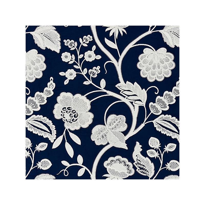 Sample 27151-005 Kensington Embroidery, Navy - Scalamandre Fabric (SC 000527151)