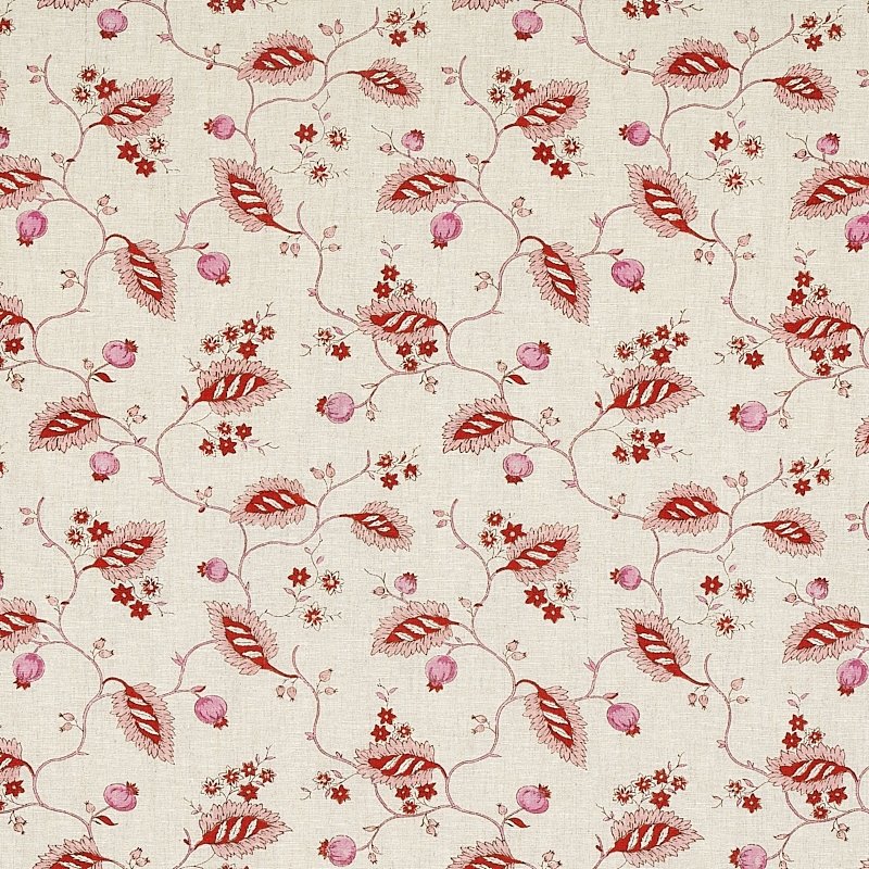 Purchase sample of 179450 Maryam Vine, Pink and Red by Schumacher Fabric