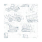 Sample KS2350 A Perfect World, Construction Blueprint, Navy On White Children Nursery York Wallpaper