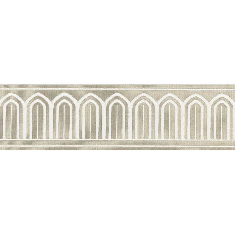70765 | Arches Embroidered Tape, Taupe - Schumacher Fabric
