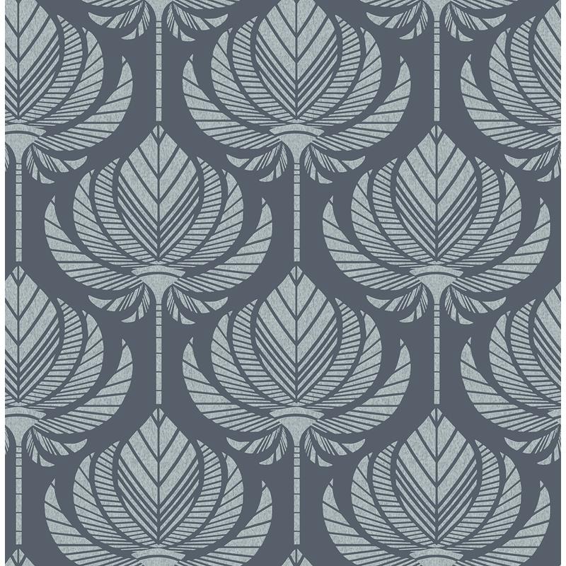 Sample 4014-26424 Seychelles, Palmier Navy Lotus Fan Wallpaper by A-Street Prints Wallpaper