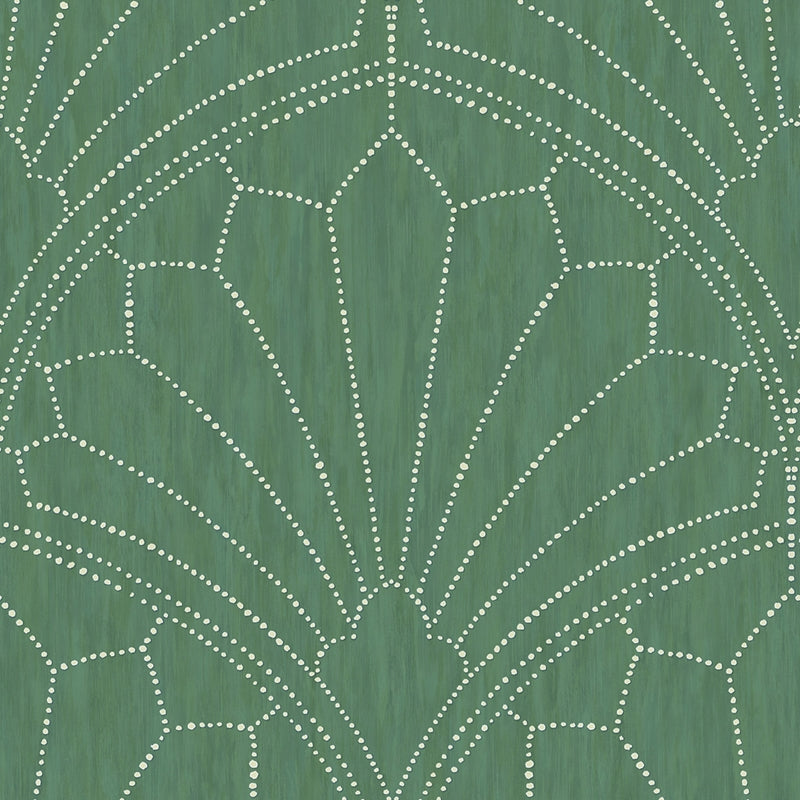 Sample RY31504 Boho Rhapsody, Scallop Medallion Jade and Ivory Seabrook Wallpaper