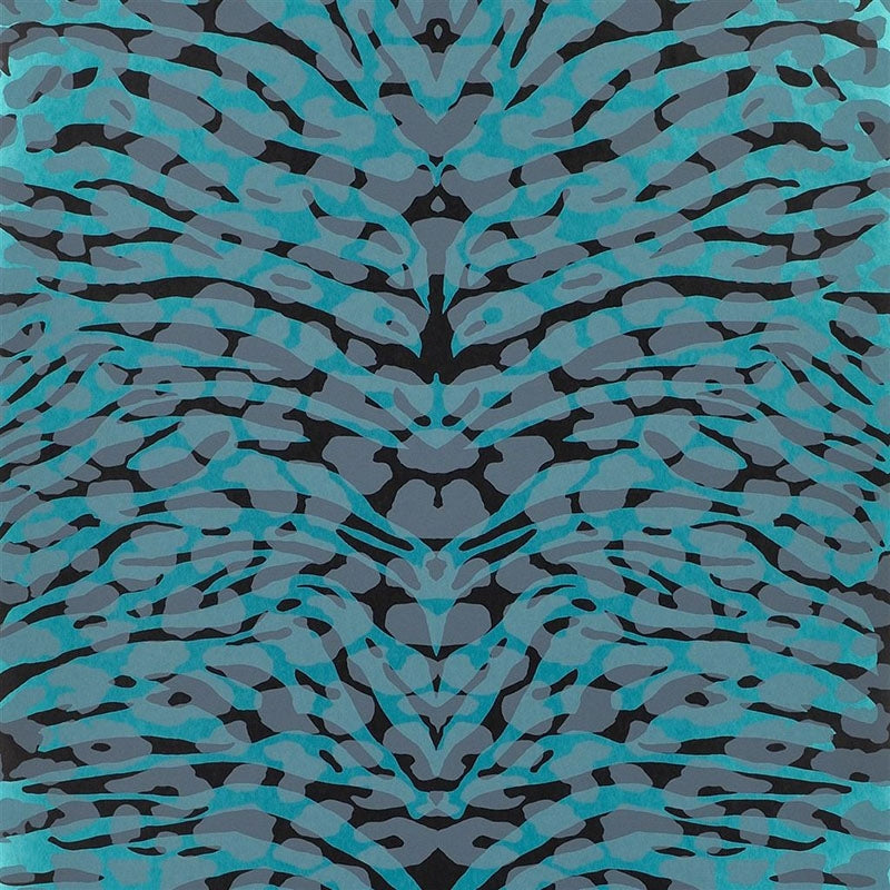 View PCL665/02 Pantigre Turquoise by Designer Guild Wallpaper