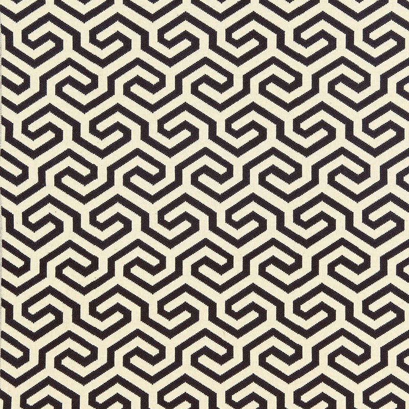 Purchase sample of 66881 Ming Fret, Noir by Schumacher Fabric