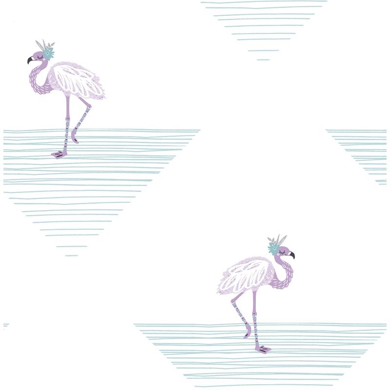 Sample DA61709 Day Dreamers, Dancing Flamingo Teal and Lilac Seabrook Wallpaper